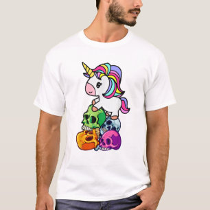 Schattige Eenhoorn & Dode Schedels. Grappige Goth T-shirt