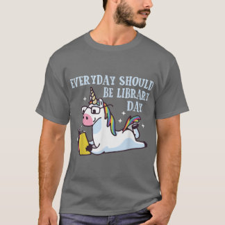 Schattige Eenhoorn Leest Boek Bibliothecaris Liefh T-shirt