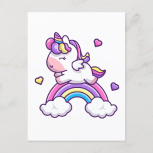 Schattige Eenhoorn Met Regenboog Cartoon Briefkaart
