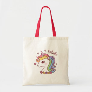 Schattige Eenhoorn met Regenboog Manen Doodle Meis Tote Bag