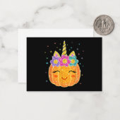 Schattige Eenhoorn Pompoen Halloween Thanksgiving Notitiekaartje (Voorkant / Achterkant in situ)