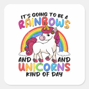 schattige eenhoorn regenboog grappig vierkante sticker
