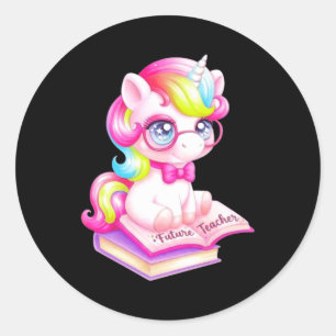 Schattige Eenhoorn Toekomstige Leraar Klaslokaal Ronde Sticker