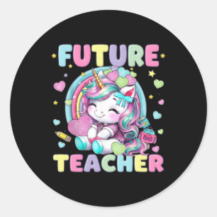 Schattige Eenhoorn Toekomstige Leraar Klaslokaalon Ronde Sticker