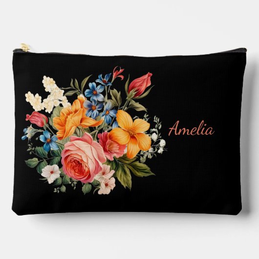 Schattige Eenvoudig Elegant Zwart Met Bloemen Etui (Voorkant)