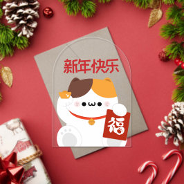 Schattige eenvoudig leuk Chinees Nieuwjaar Acryl Uitnodigingen