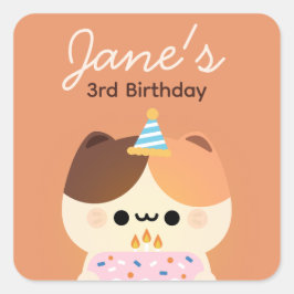 Schattige eenvoudig leuk verjaardagsfeestje vierkante sticker