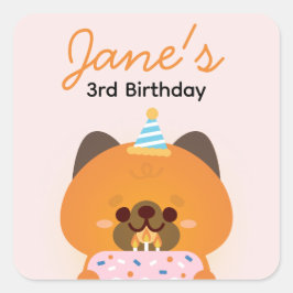 Schattige eenvoudig leuk verjaardagsfeestje vierkante sticker