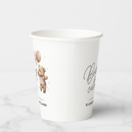 Schattige Eenvoudig Modern Beary Sweet Baby shower Papieren Bekers (Rechts)