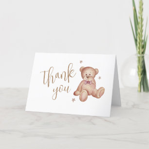 Schattige Eenvoudig Teddy Bear Star Baby shower Bedankkaart
