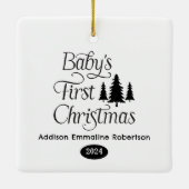 Schattige Eenvoudig Zwart Wit Baby's 1st Christmas Keramisch Ornament (Achterkant)