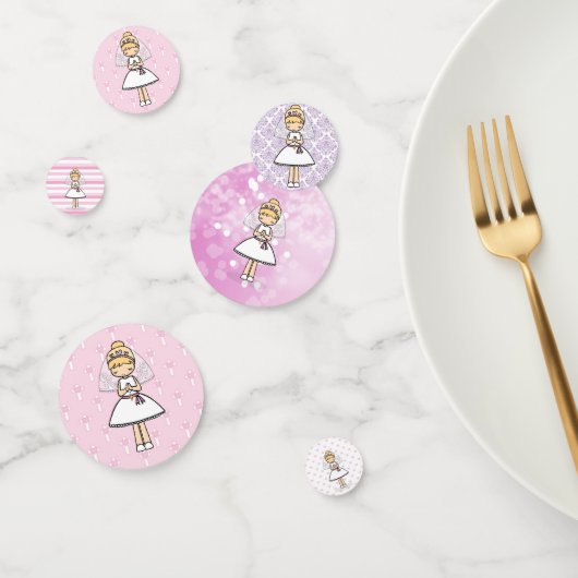 Schattige Eerste Heilige Communie meisje Confetti (Groep)