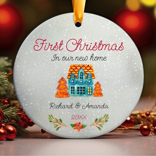 Schattige eerste kerst nieuw huis koekjeshuis keramisch ornament