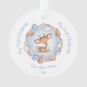 Schattige Eerste Kerst Ornament Jongen Blauw Naam (voorkant)
