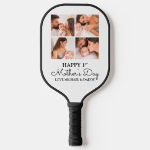 Schattige Eerste Moederdag Moderne Fotocollage Pickleball Paddle