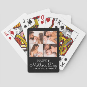 Schattige Eerste Moederdag Moderne Fotocollage Pokerkaarten