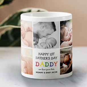 Schattige eerste Vaderdag Papa Fotocollage Koffiemok