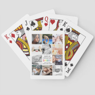 Schattige eerste Vaderdag Papa Fotocollage Pokerkaarten