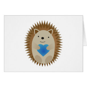 Schattige egel die een blauw hart knuffelt