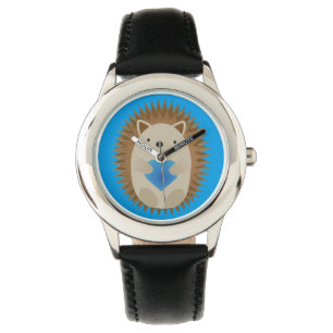 Schattige egel die een blauw hart knuffelt horloge