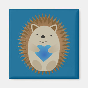 Schattige egel die een blauw hart knuffelt magneet