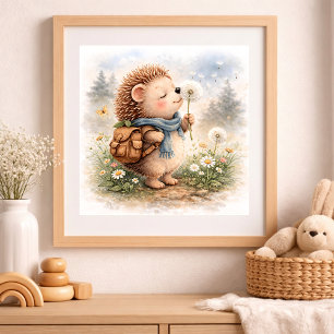 Schattige egel en paardenbloem kinderen poster