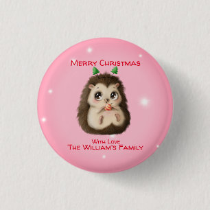 schattige egel Gedrukte kerstButton Ronde Button 3,2 Cm