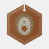 Schattige egel Heart Glas Ornament (Voorkant)