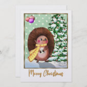 Schattige egel kerst Kaart | Feestelijk en Ele (Voorkant / Achterkant)