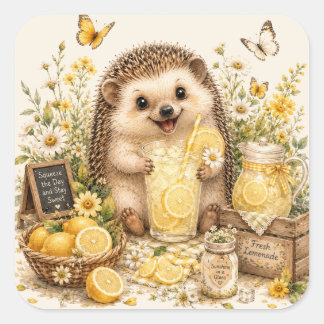 Schattige egel limonade watercolor kunst vierkante sticker