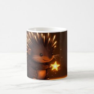 schattige egel met een gloeiende ster koffiemok