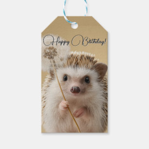 Schattige egel met een paardenbloem cadeaulabel