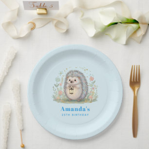 Schattige egel met lantaarn verjaardag papieren bordje