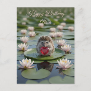 Schattige egel met robijnen hart briefkaart