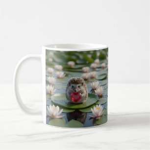 Schattige egel met robijnen hart koffiemok