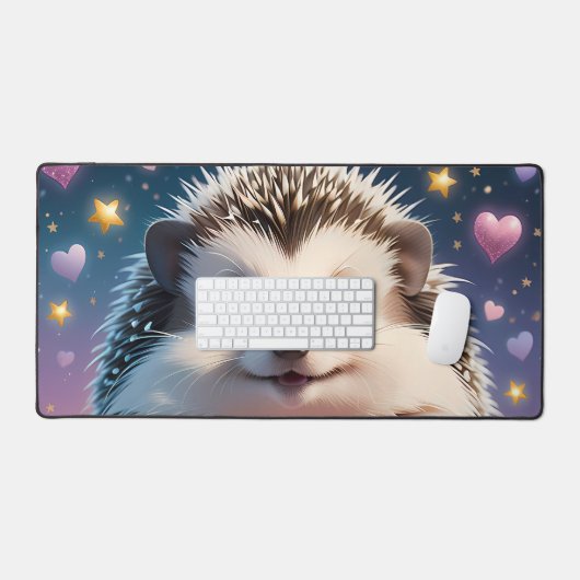 Schattige egel met sterren en harten bureaumat (Keyboard & Muis)