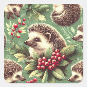 Schattige egel patroon vierkante sticker
