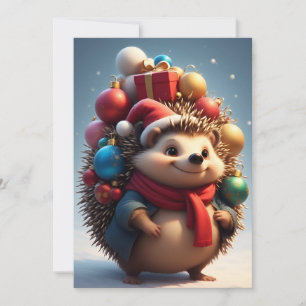 Schattige egel viert kerstmis kaart