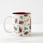 Schattige Egelmushroomen Bosdier Tweekleurige Koffiemok (Links)