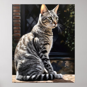 Schattige Egyptisch Mau Cat Art Print Poster