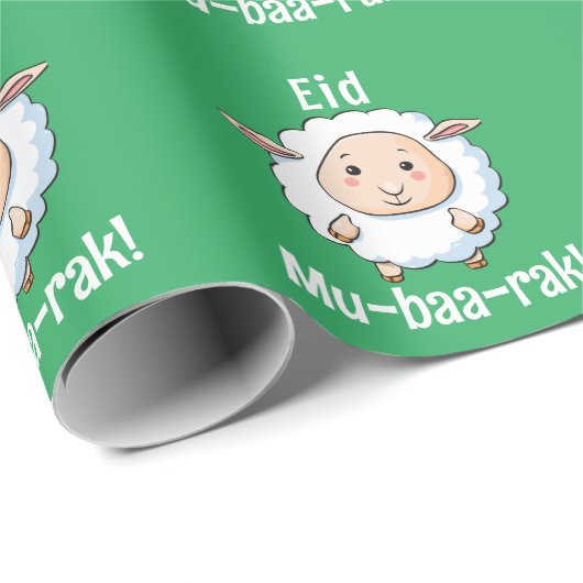 Schattige "Eid Mubarak" Schapen Grappige Kinderen Cadeaupapier (Rol Hoek)