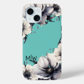 Schattige Elegant Bloemmonogram Initiaal Case-Mate iPhone Case (Achterkant)