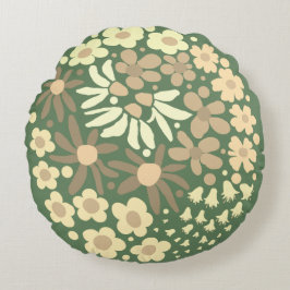Schattige Elegant Modern Retro Beige Flowers Sage Rond Kussen