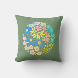 Schattige Elegant Modern Retro Flowers Sage Kussen