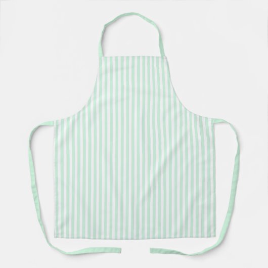 Schattige Elegant Pepermunt Groen en Wit Gestreept Schort (Voorkant)