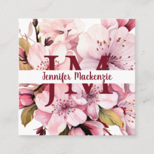 Schattige Elegante Kersenbloesem Bloemmotief Vierkante Visitekaartje