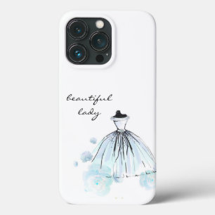 schattige elegante , meisje blauwe , moderne bloem iPhone 13 pro hoesje
