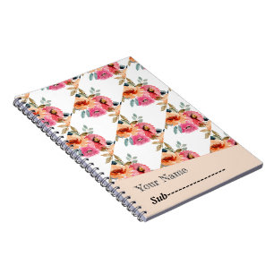 Schattige Elegante Waterverf Roze Roos Bloemig Notitieboek