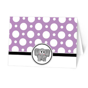 Schattige Elephant aangepaste Paarse Polka Dot Kaa Bedankkaart