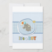 Schattige Elephant Baby Boy aangekondigd Kaart (Voorkant)